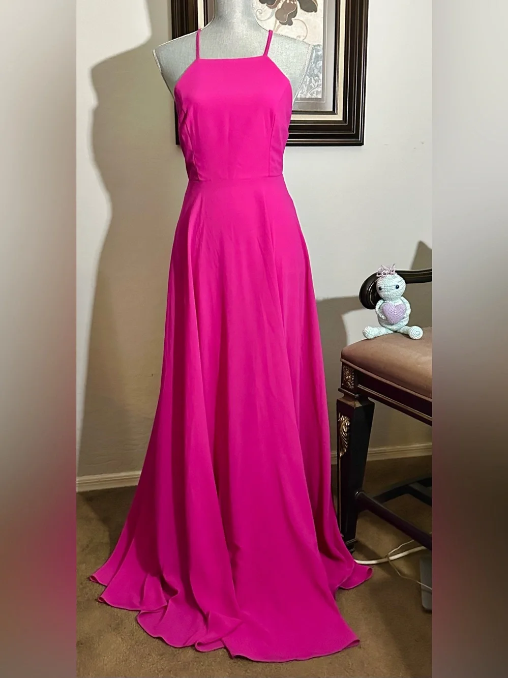 Lulus Mythical Kind of Love Magenta Chiffon Maxi Dress